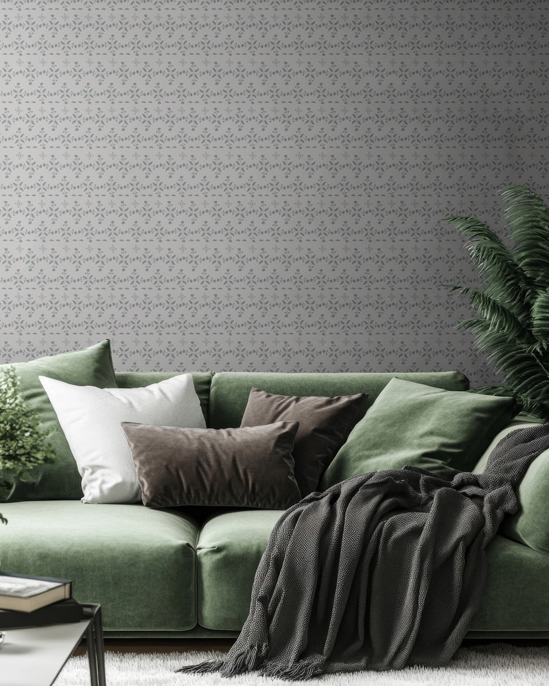 Bild på Leaves and round sprigs in Grey - 1032901-02